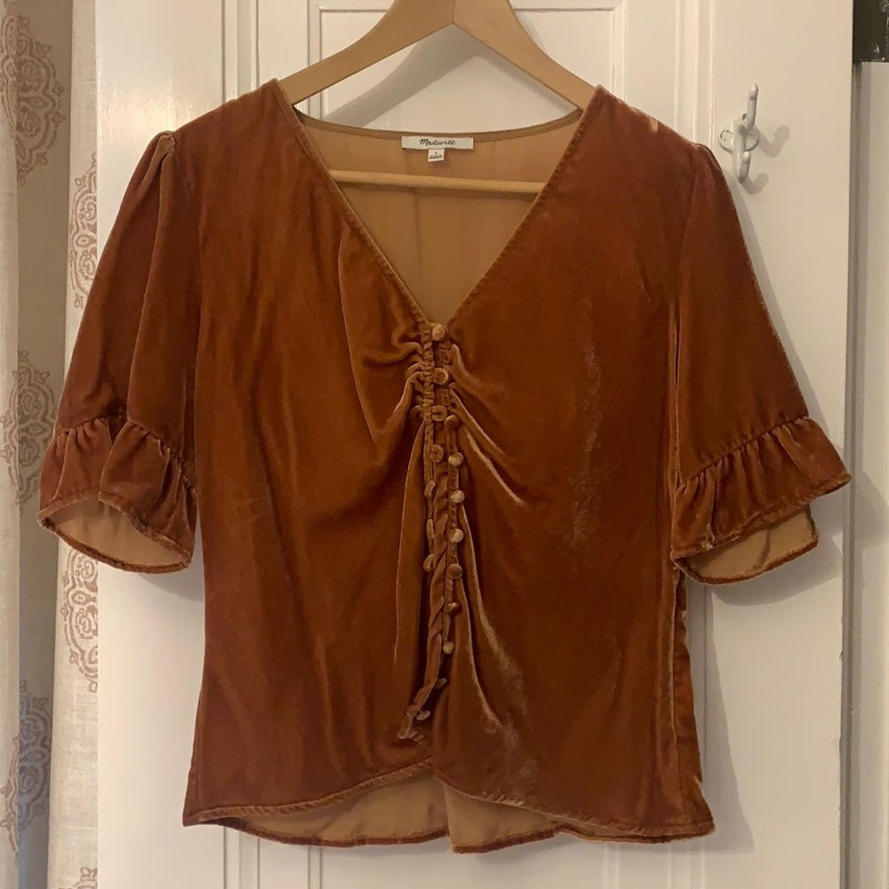 Madewell Velvet Burnt Orange Top